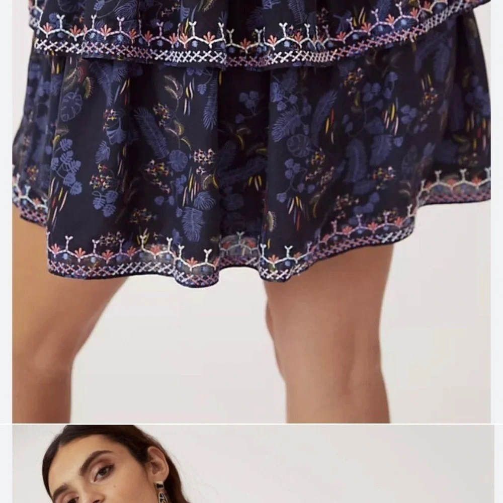 Anthropologie Let Me Be Tiered Boho Mini Skirt, NWT.      Size XS